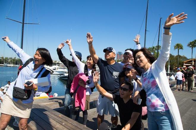 The Draconis team had an enthusiastic fan club on shore – Transpac Race ©  Doug Gifford / Ultimate Sailing